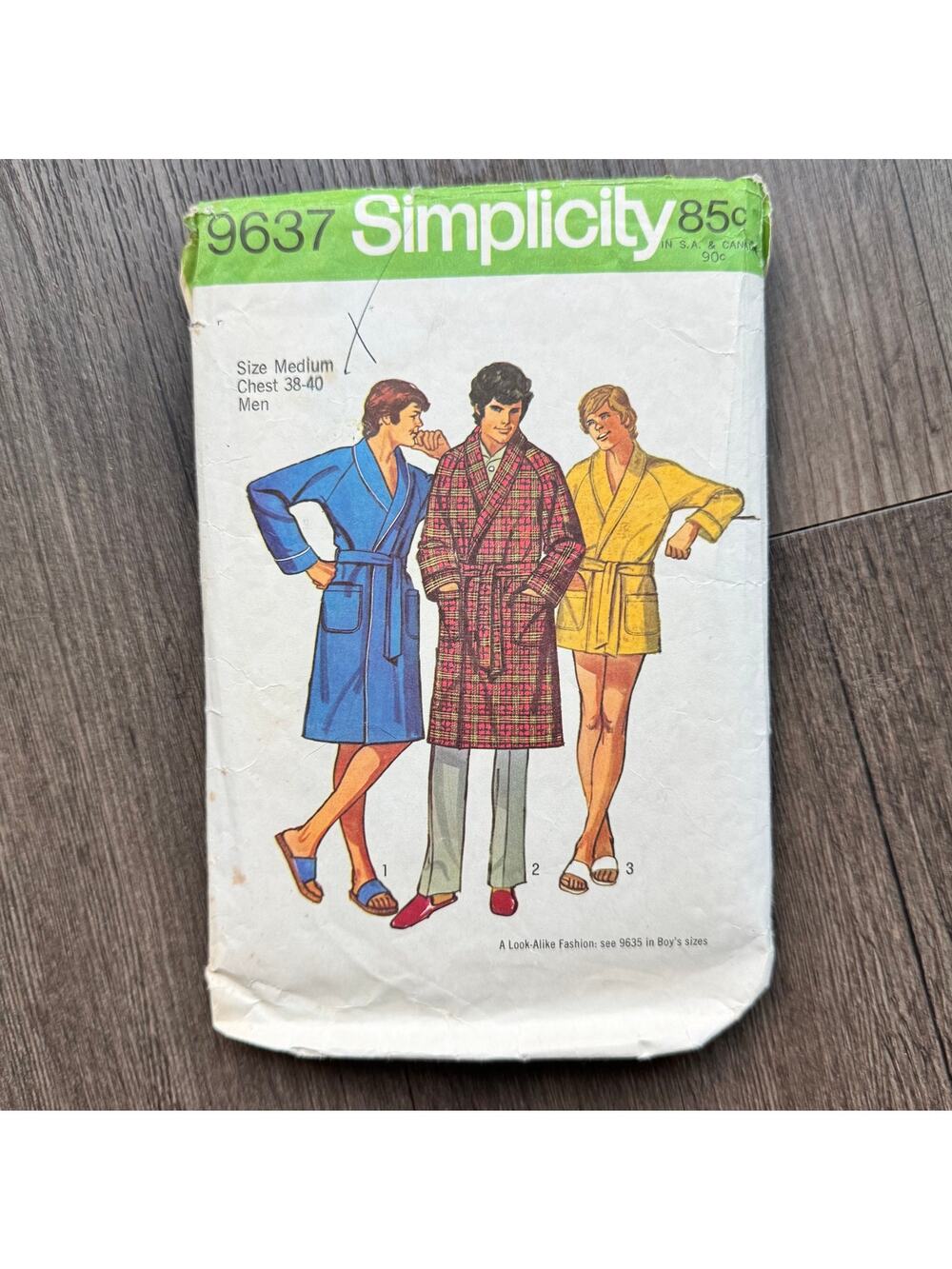 Vintage 1970s Simplicity 9637 Sewing Pattern Men's Medium Robe COMPLETE